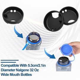 FWUNYVN 4Pcs Silicone Splashguard for Nalgene, with Drinking Spout and Vent, Replacement Splash Guard Compatible with Nalgene 32 Oz Wide Mouth Water Bottle Lid, Nalgene Water Bottle Accessories