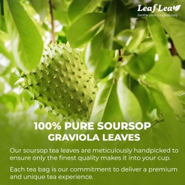 LeafLea Soursop Leaf Tea Bags, Hoja Guanabana Leaves Herbal Tea Bags, Natural Soursop Graviola Leaves, Digestive Support, Nutrient-Rich, Caffeine/Gluten Free | 80 Premium Tea Bags, Pack of 2