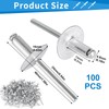 Pack of 100 Aluminium Blind Rivets with Large Head, Pop