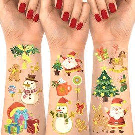 118 Pieces Temporary Christmas Tattoos for Kids Fake Tattoo Stickers with Santa Claus, Rudolph, Christmas Tree, Snowman, Christmas Hat, Stocking for Christmas Party Gifts
