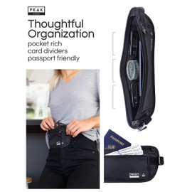 Peak Travel Money Belt with RFID Block, Theft Protection and Lost & Found Tags, Black (X-Small Belt)