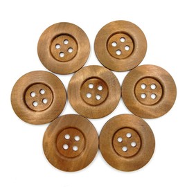SUPVOX 10pcs 50MM 4 Holes Wooden Buttons Environmental Round Wide Side DIY Press Studs Snaps (Coffee)