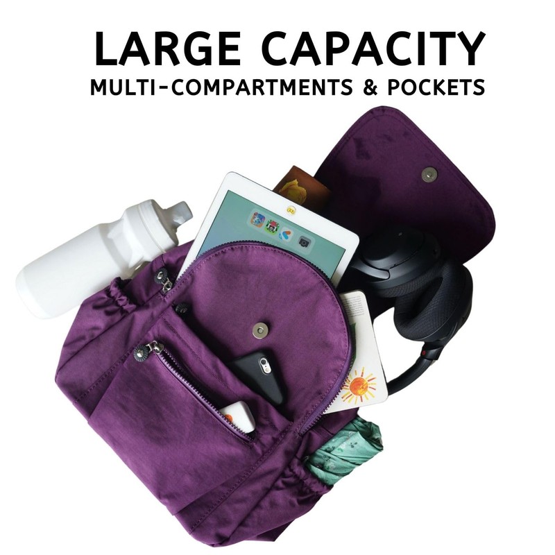 Waterproof Nylon Women's Backpack, Lightweight, Hiking, Camping, Cycling Daypack (Dark