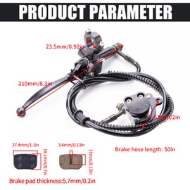 JINGKE 50 Inch Upgraded Hydraulic Brake Master Cylinder Caliper With Brake Pad Assembly Hose Tube for 97cc 2.8HP Baja Doodle Bug DB30 Blitz Dirt Bug Racer Mini Bike Motorsports Go Karts（silver）