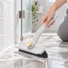 360° Rotating Grout Cleaning Brush with Scraper – Hard Bristle
