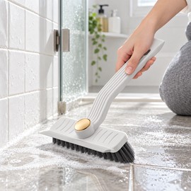 360° Rotating Grout Cleaning Brush with Scraper – Hard Bristle Tile & Gap Scrubber for Bathroom and Kitchen