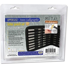 Beadsmith Alphabet Punch Set with Case 27/Pkg Calligraphic 3mm 0.125-inch Uppercase Letters, Acrylic, Multicoloured, 1.1 x 6.4 x 7.03 cm