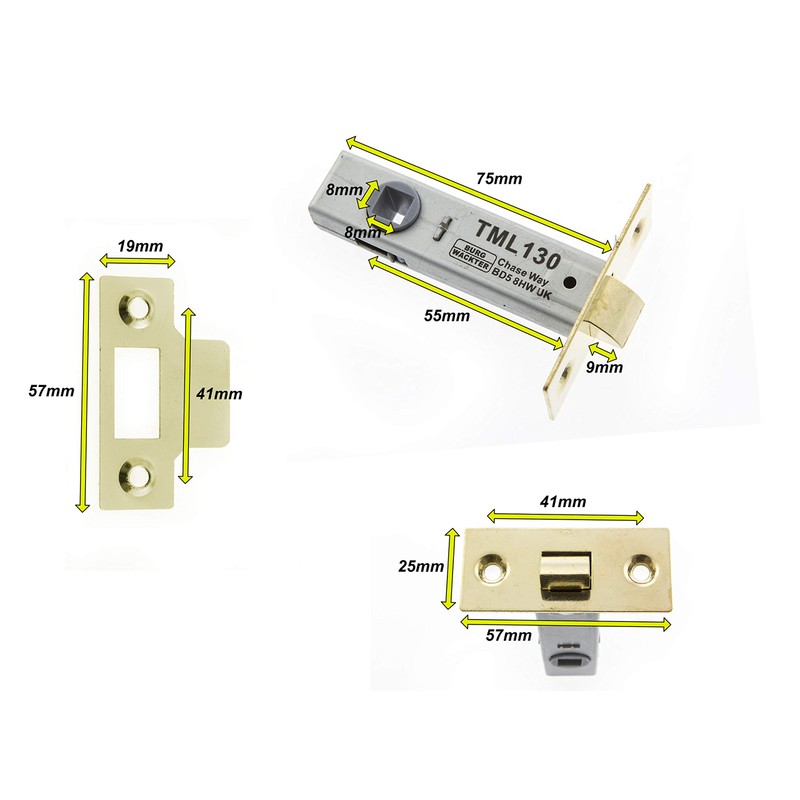 3.0 TUB Mort Latch Brass TML130