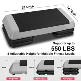 Adjustable Height Step Platform for Aerobic Exercise at Home - 3 in 1 Step Workout & Fitness Equipment for All Levels