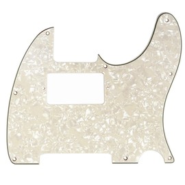 Musiclily 8 Hole Guitar Telecaster Pickguard Humbucker HH Scratch Plate for Fender USA/Mexican Standard Tele Parts, Parchment Pearl 4ply