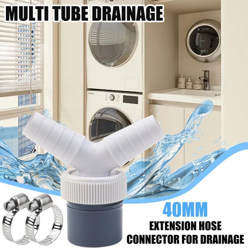 Dishwasher Washing Machine Drain Adapter Double Connection Y 1 1/4
