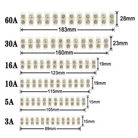 AUKENIEN 6Values Electrical Terminal Connectors Blocks Kit 3A 5A 10A 15A 30A 60A 12 Way White Terminals Choc Block Electric Wire Connectors Strips 3 5 10 15 30 60 Amp Connecting Block for Wiring Cable