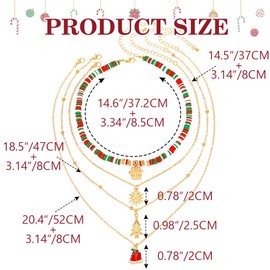Handcess Christmas Necklace Gold Snowflake Layered Necklaces Christmas Tree Choker Necklaces Xmas Necklace Chain for Women