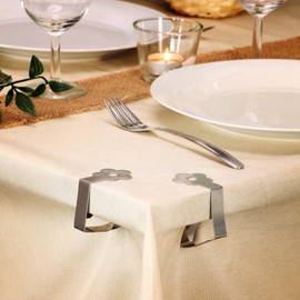 com-four® 8 x Premium Stainless Steel Tablecloth Clips - Cloth Holder for Table Linen - Table Clips for Indoor and Outdoor Use with Decoration - Modern Table Clamps - Metal Clips (08 Pieces/Flower)