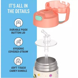 THERMOS FUNTAINER Water Bottle- 12 Ounce - Kids Stainless Steel Princesses