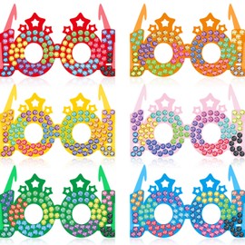 30 Pieces 100 Days Colorful Paper Glasses Crowns, 100th Day of School Glasses Rhinestones Star Paper Glitter Party Eye Glasses for 100 Days of School Celebration Party Favors, 6.4 x 4.9 x 3.3 Inch