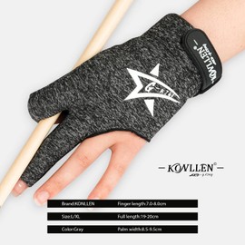 KONLLEN Billiards Gloves Left Hand/Right Hand L/XL Pool Gloves Lycra Material Professional Non-Slip Adjustable Breathable Billiards Match Gloves Snooker Nine-Ball 3 Cushion Carom Pool Accessories