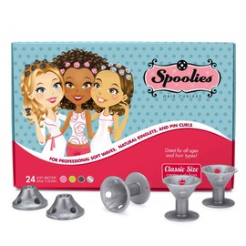 Original Spoolies rizadores de pelo, tamaño mediano – 24 unidades (edición plateada) – Marvelous Mrs. Maisel Rollers para estilos retro, extensiones de cabello + pelucas