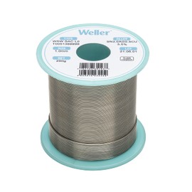 Weller WSW SAC L0 (T0051388899) Lead Free Solder Wire, Dia: 1.0 mm / 0.039 in, Wt: 250 g / 8.818 oz, Alloy Sn96.5Ag3.0Cu0.5, Flux content 3.5%