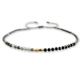 Lu&Ann Lustre Stones Damen Fußkette – Handgemacht Anklet mit Spinell & Miyuki Perlen, Zart & Verstellbar, Wasserdicht, Ideal für Sommer, Alltag & Layering, Geschenkideen (Crystal Tide)