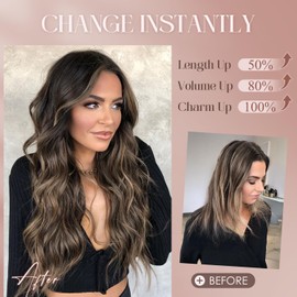 S-noilite One Piece Clip in Hair Extensions Synthetic Curly Wavy Thick Hairpieces for Women 3/4 Full Head Blonde mix Black Clip ins Hair Extensions 24 Inch(#5P26/16,1pcs)