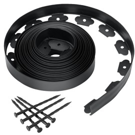 GOTGELIF No Dig Garden Edging Border, 2'' Tall 40FT Landscape Edging Kit with 60pcs Anchoring Stakes for Lawn, Gardens and Yards (Black)