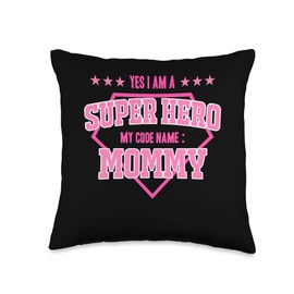 Yes I'm A Superhero Codename Mommy Grandma Mother's Day Throw Pillow, 16x16, Multicolor