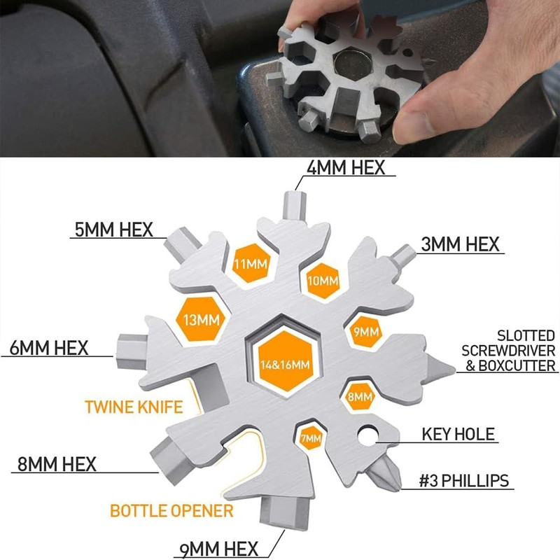 3 Pack 18 in 1 Snowflake Multitool Stainless Steel Snowflake