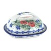 Blue Rose Polish Pottery Cherry Red Bouquet Butter Dish