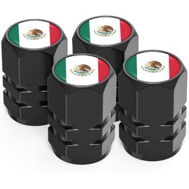4 Pcs Mexico Flag Tire Valve Stem Caps Universal Metal Air Stem Cover Accessories for Cars, SUV, Truck, Motorcycles,Bicycles