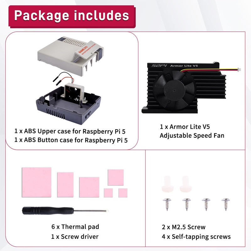 GeeekPi Game 5 Pi ABS Case with Armor Lite V5
