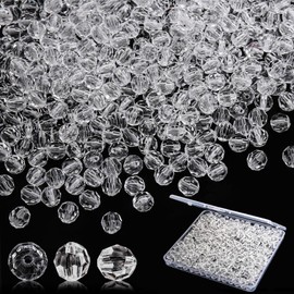 BONNY BOXX 2000pcs 4mm Acrylic Faceted Round Crystal Beads Transparent White Loose Spacer Craft Beads for DIY Bracelet Necklace Earring Keychain Jewelry Making Bags Decoration