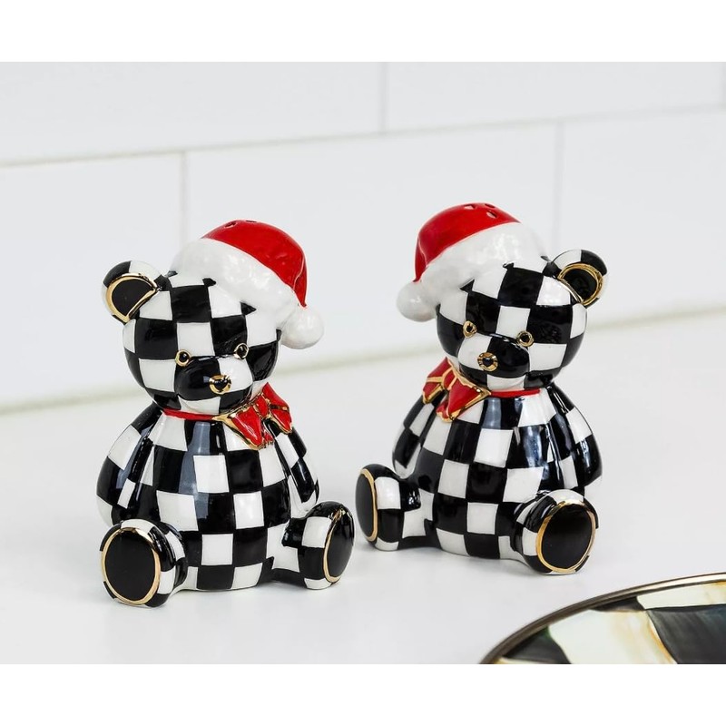 MACKENZIE-CHILDS Courtly Santa Bear Salt & Pepper Set