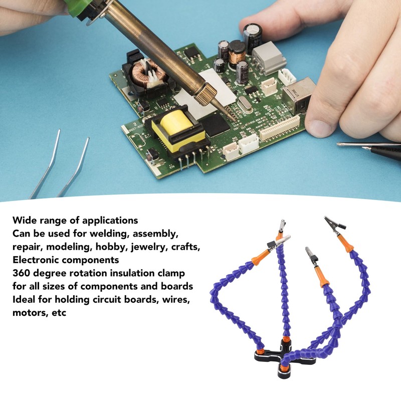 Soldering Helping Hands 4 Flexible Arms Aluminum Alloy Base Third