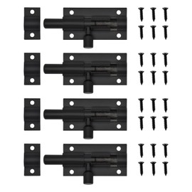 YMWALK 4 PCS Door Latch,Gate Bolt,Door Bolts for Internal Doors,with Screws,Suitable for Interior Doors in Bedrooms,Bathrooms,Babinets,and Storage Rooms(2 Inches, Black)