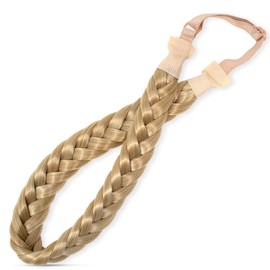 RPZL Fully Adjustable Braided Headband- Buckaroo Butterscotch | 2 Strand Hair Braid Headband- Color Match w/Highlights or Roots - Synthetic Hair Headband, Braided Headbands for Women