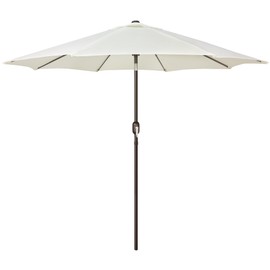 Blissun 9' Outdoor Patio Umbrella, Outdoor Table Umbrella, Yard Umbrella, Market Umbrella with 8 Sturdy Ribs, Push Button Tilt and Crank (Creamy White)