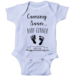 Ink Trendz Custom Coming Soon... Baby Feet Pregnancy Announcement Baby Bodysuit Onesie Romper 0-3 Months