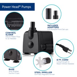 Alpine Corporation Outdoor Decor Power Head Pump for Large Fountains, Ponds, and Birdbaths