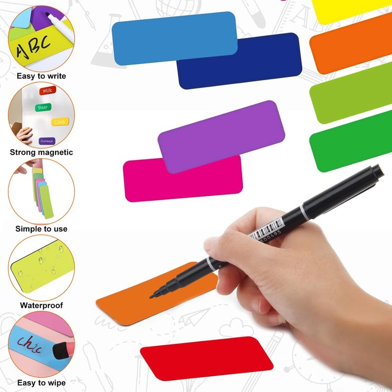 Pack of 54 Magnetic Strips Writeable, 79 mm x 29