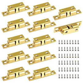 Jiozermi 12Pcs 1.65" / 42mm Double Ball Tension Roller Catch Latch, Solid Brass Hardware Fitting with Screws for Cabinet, Closet & Furniture Door