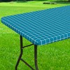 Spotjoy Rectangle Vinyl Table Cloth 24x48, Waterproof Elastic Fitted Tablecloth with Flannel Backing, Plastic Table Cover for Picnic, Camping, Outdoor, Teal