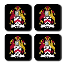 Walsh Coat of Arms/Family Crest Coaster Set, by Carpe Diem Designs – Made in the U.S.A.