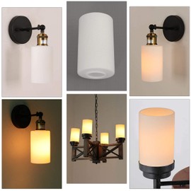 Voguad White Opal Cylinder Glass Lamp Shade Replacement, Light Fixture Replacement Glass Cover or Globe for Chandelier Pendant Lamp Wall Sconce,1 5/8 inch Fitter
