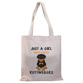 PLITI Rottweiler Tote Bag for Dog Mom Dog Lover Gift Just a Girl Who Loves Rottweilers Gift(Girl rottweilers TGU)