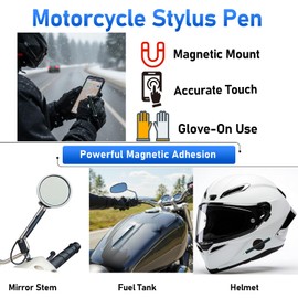 Motorcycle Stylus Pen，Magnetic Stylus，Magnet Pen，Phone Stylus for Motorcycle， Motorcycle Touch Pen， Glove-Friendly Pen，Metal Plates，Replacement Tips， Anti-Loss Strap，Strong Magnet