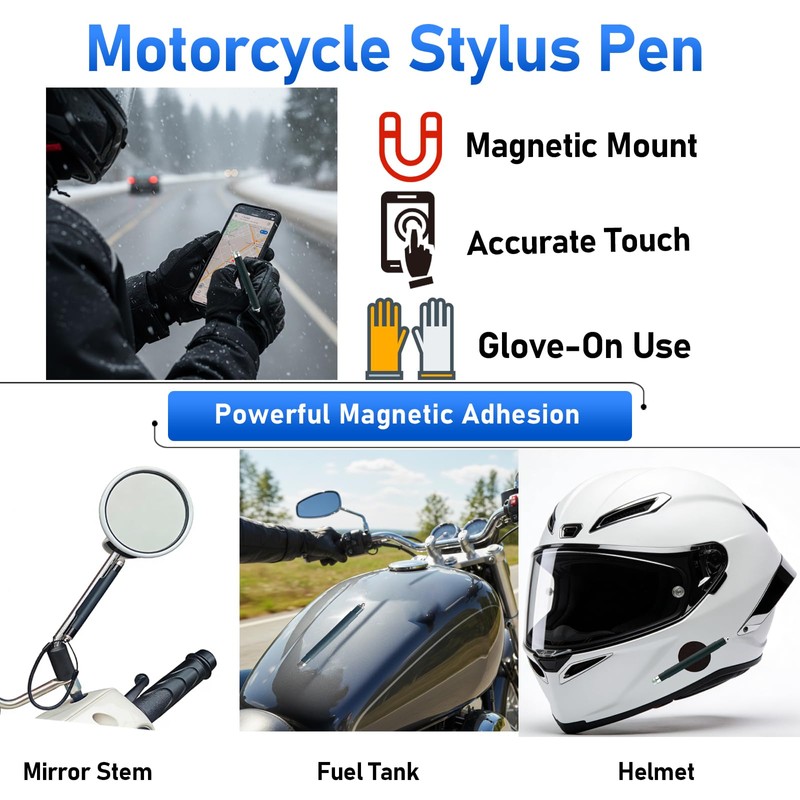 Motorcycle Stylus Pen，Magnetic Stylus，Magnet Pen，Phone Stylus for Motorcycle， Motorcycle Touch
