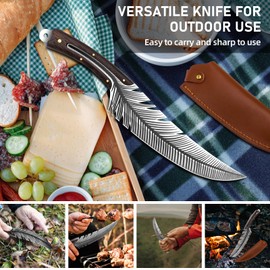 zarfand Professional Chef Knives, Sharp Feather Boning Knife Hand Forged Knife High Carbon Steel Boning knife for Meat Cutting Cooking Knife with Sheath for Kitchen Outdoor
