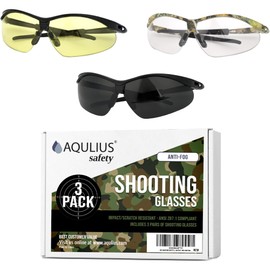 Aqulius Shooting Glasses - 3 Pack, Multicolor & Black - Ballistic Eye Protection & Tinted Safety Glasses for Unisex Adults - Anti-Fog Anti-Scratch Tactical Eyewear for Range Eye Protection & Hunting