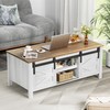 YESHOMY Coffee Table with Sliding Barn Doors & Storage, Wooden